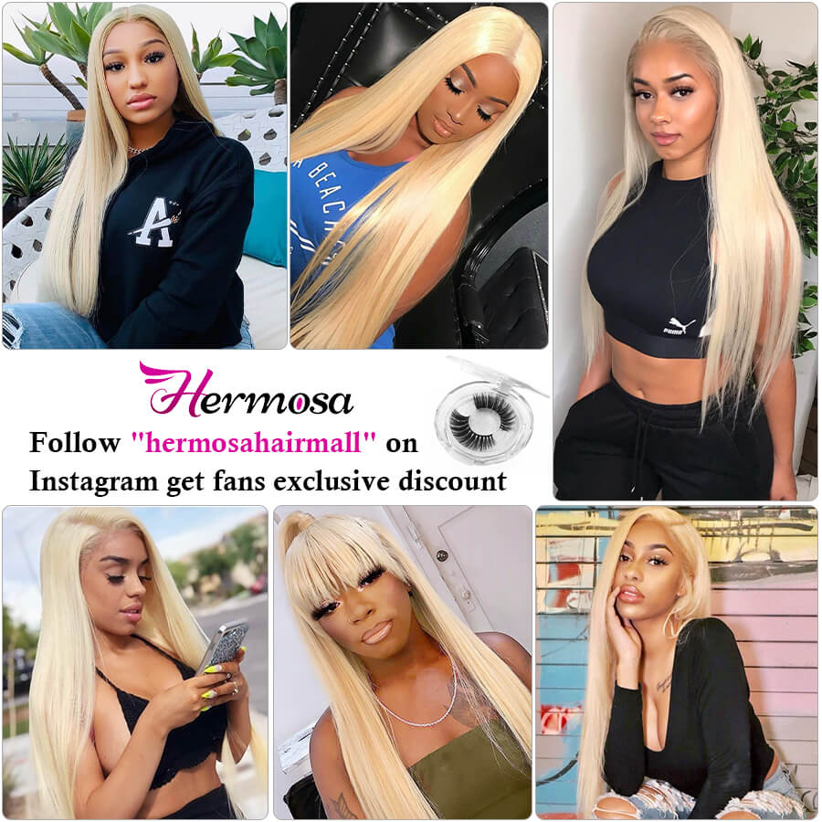 Color #613 Brazilian Straight Virgin Hair 3 Bundles 100% Unprocessed Human Hair Weave Hermosa Hair