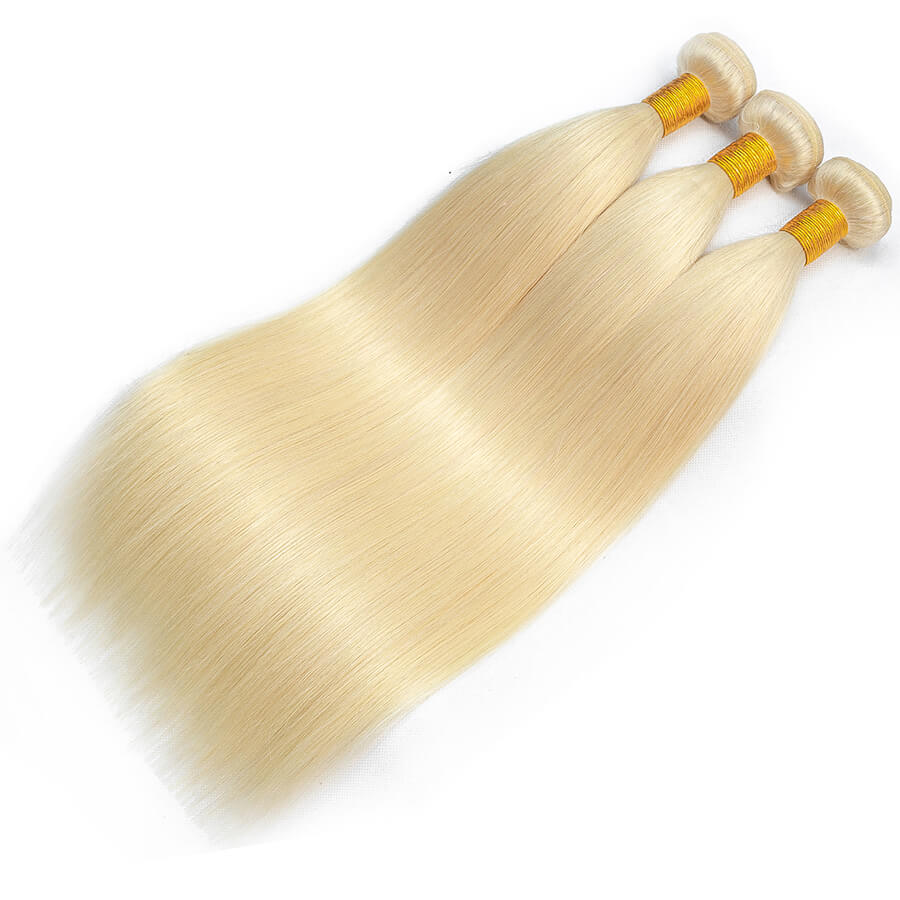 Color #613 Brazilian Straight Virgin Hair 3 Bundles 100% Unprocessed Human Hair Weave Hermosa Hair