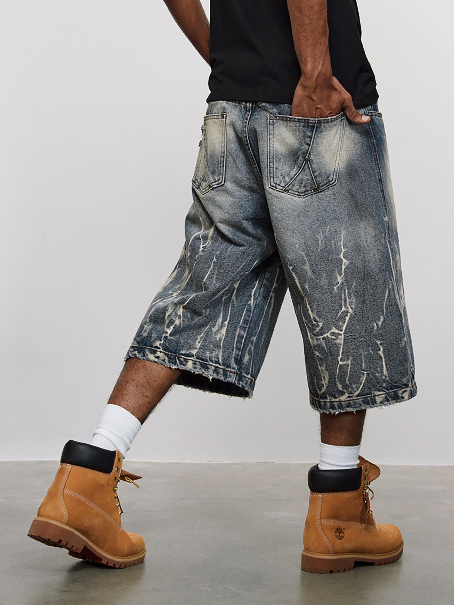 1984 Lightning Pattern Denim Hip-hop Jorts