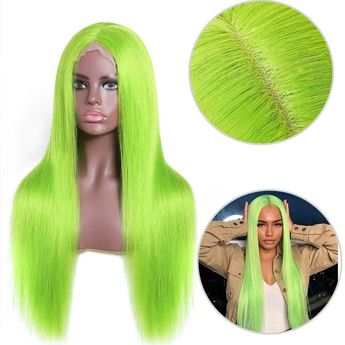 13X4 HD Lace Wigs Long Straight Hair Green Color Wigs for Fashion Women  with Natural Hairline - 1984brand