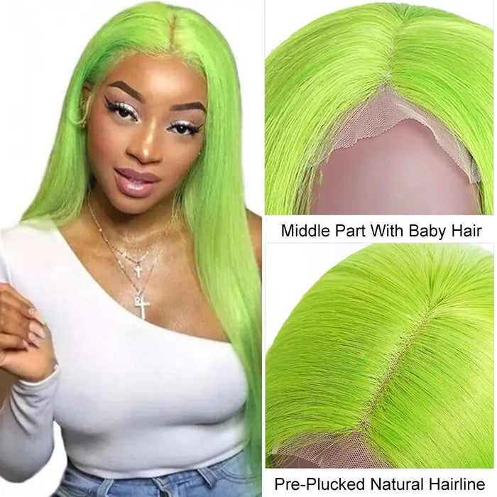 13X4 HD Lace Wigs Long Straight Hair Green Color Wigs for Fashion Women  with Natural Hairline - 1984brand