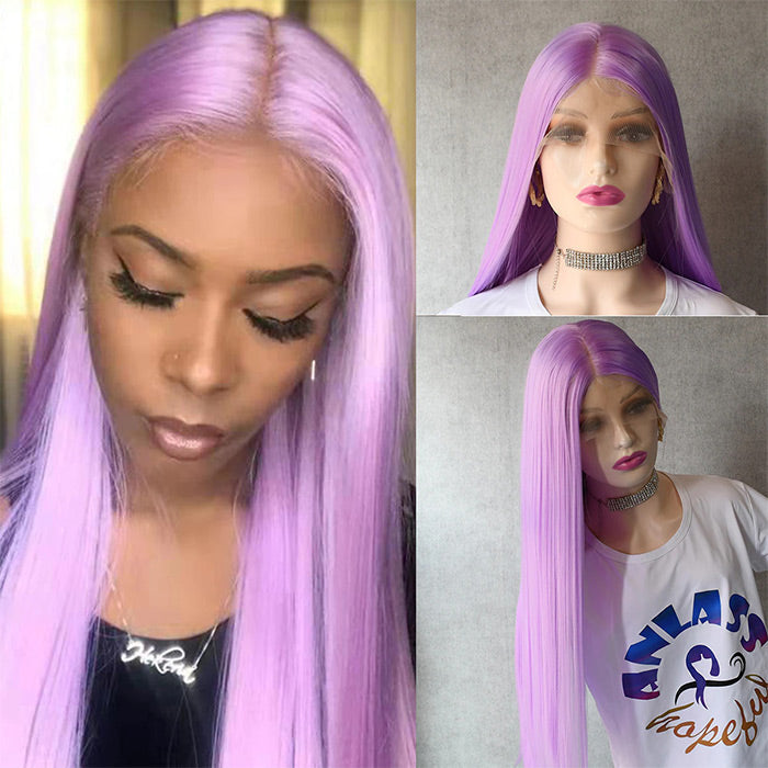 13x4 Purple Color 13x4 HD Lace Front Human Hair Wigs with Baby HairGlueless Lace wig - 1984brand