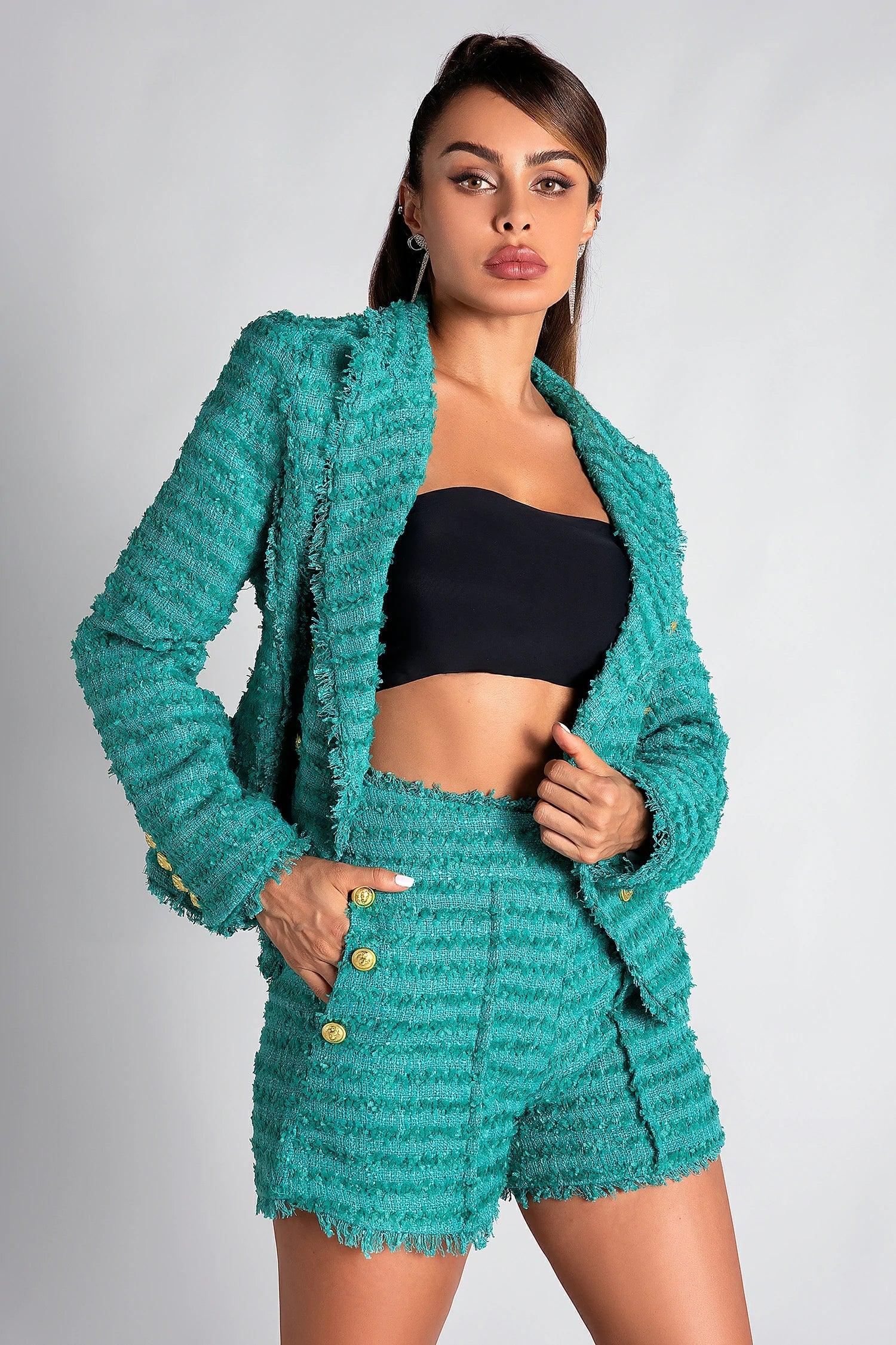 Polina Double Button Tweed 2 Piece Set Acmefun