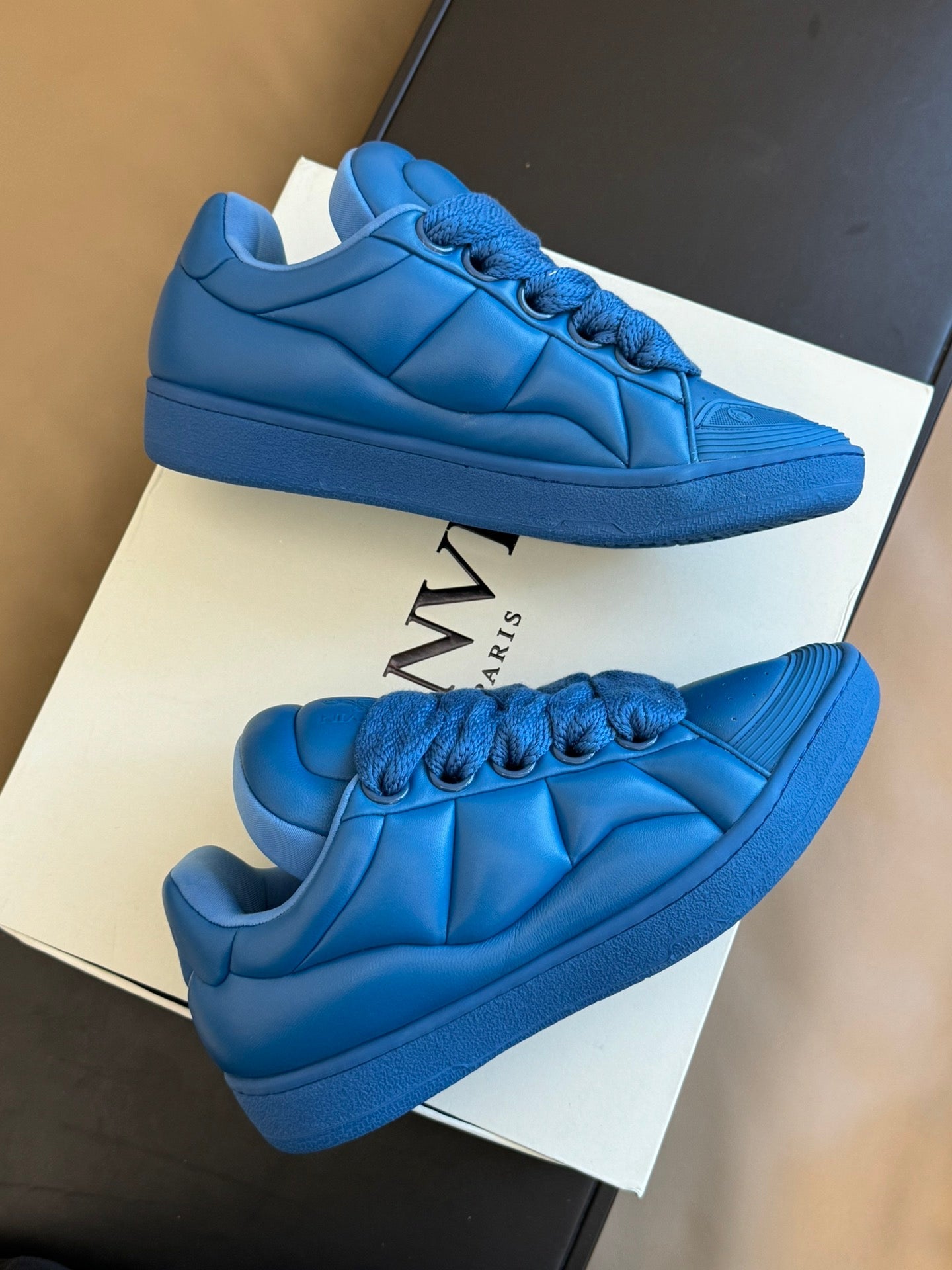 Premium Men Leather Curb XL Sneaker blue blue