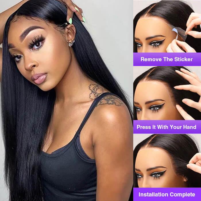 Silky Straight 13x4 Glueless Lace Frontal Wig Real Ear To Ear Pre-Cut Lace Frontal Super Secure Wig Hermosa Hair