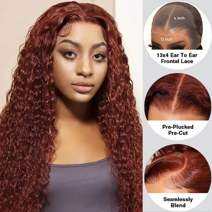 Reddish Brown 13x4 Lace Frontal & 8x5 Closure Wig Put On and Go Glueless Wig Human Hair hermosahair