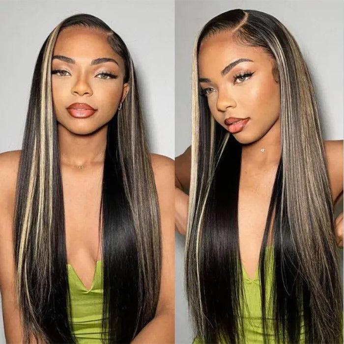 13x4 Ear To Ear Lace Frontal Straight & Body Wave Wig With Blonde Highlights Pre-All Glueless Wig - 1984brand