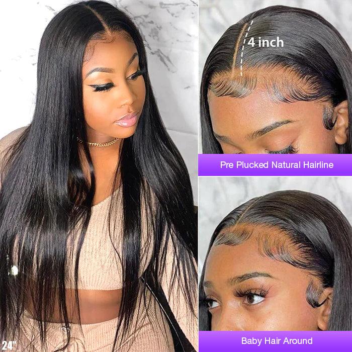 Silk Straight HD Lace Wigs Pre Plucked Hairline 180% Density Hermosa Hair