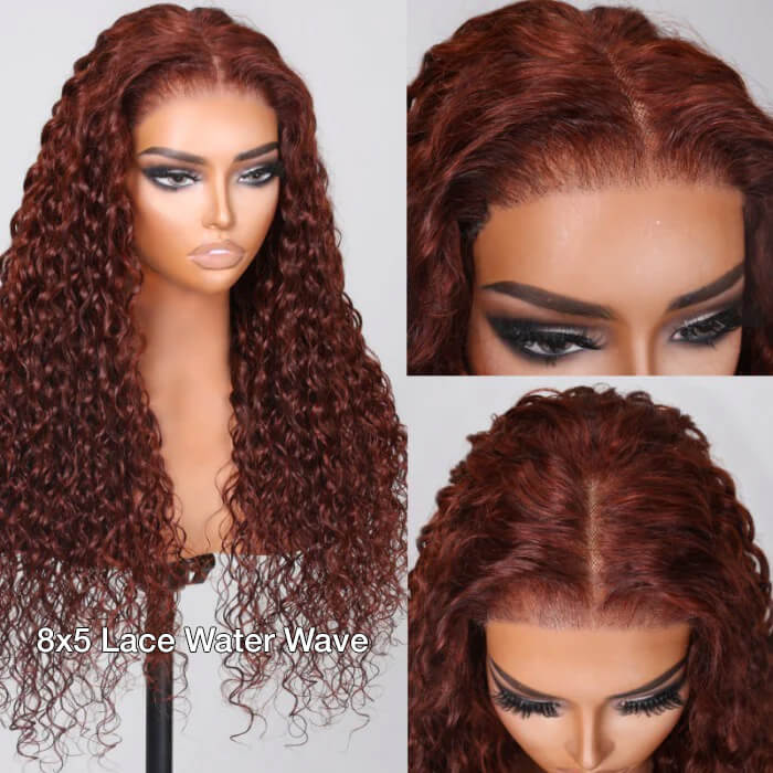 Reddish Brown 13x4 Lace Frontal & 8x5 Closure Wig Put On and Go Glueless Wig Human Hair hermosahair