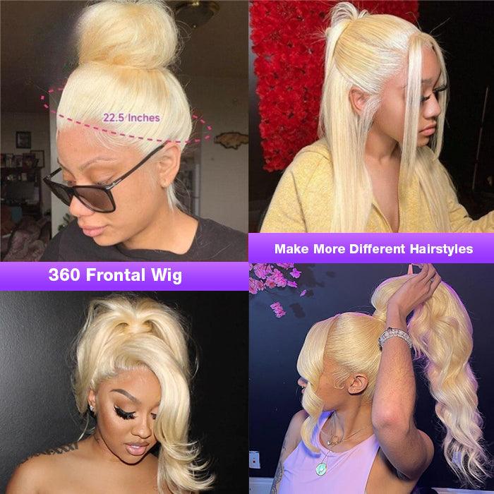 613 Blonde 360 HD Lace Front Human Hair Wigs Pre Plucked Straight Human Hair hermosahair