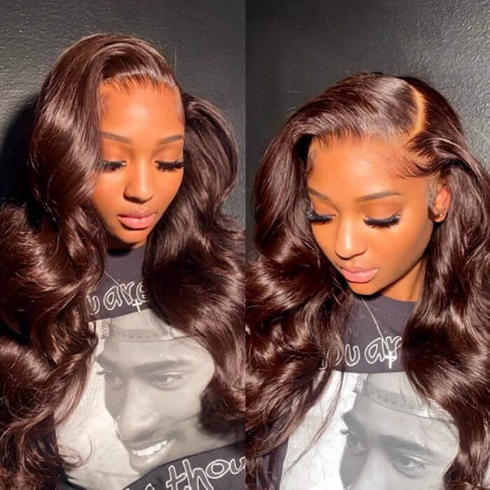 Pre-plucked Glueless 8x5 Pre Cut HD Lace Wigs #4 Chocolate Brown Body Wave Wig Super Secure hermosahair