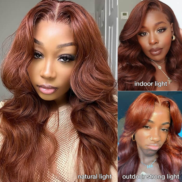 Reddish Brown 13x4 Lace Frontal & 8x5 Closure Wig Put On and Go Glueless Wig Human Hair hermosahair