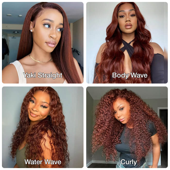 Reddish Brown 13x4 Lace Frontal & 8x5 Closure Wig Put On and Go Glueless Wig Human Hair hermosahair