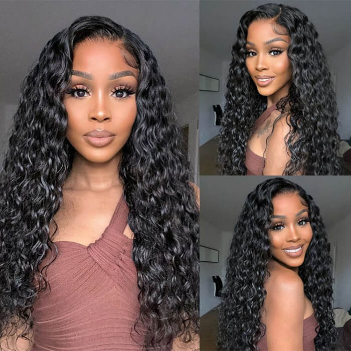 13x4 Lace Frontal Water Wave Wig Pre Bleached Glueless Lace Human Hair Wigs Super Secure - 1984brand