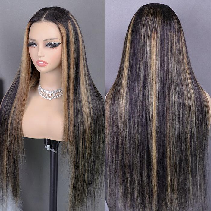 13x4 Ear To Ear Lace Frontal Straight & Body Wave Wig With Blonde Highlights Pre-All Glueless Wig - 1984brand