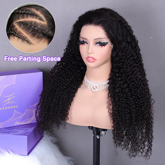 Ready & Go Glueless Wigs 8x5 Pre Cut Lace Closure Curly Human Hair Wigs Hermosa Hair