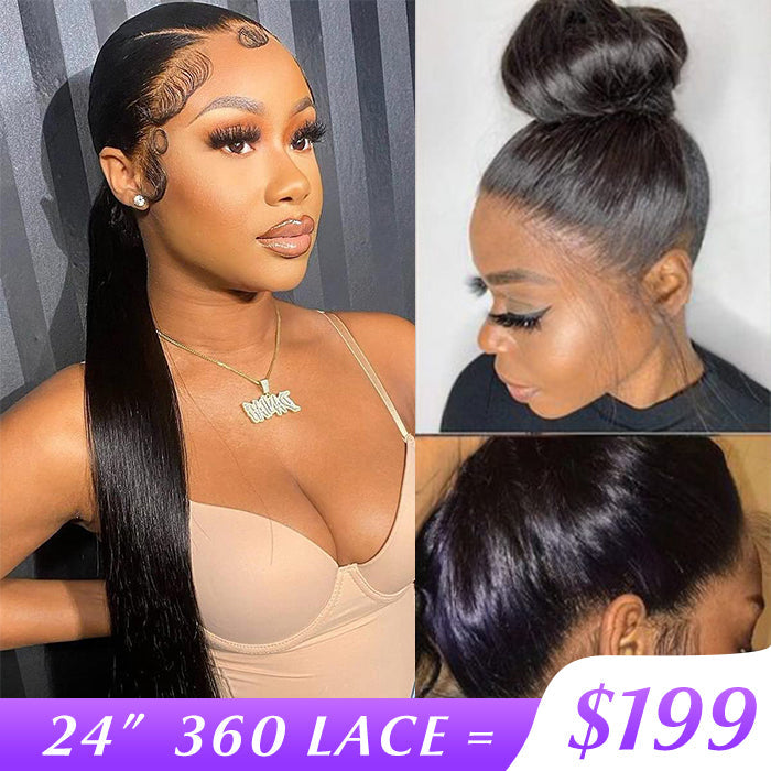 Pre Plucked 360 Lace Frontal Wig with Baby Hair 100% Human Hair 12A High Quality Hermosa Hair