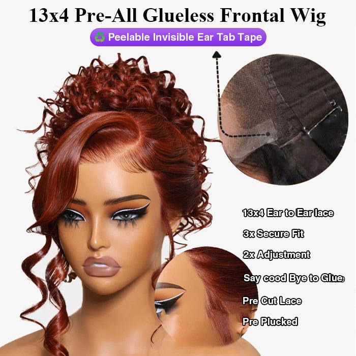 13x4 Lace Front Reddish Brown Body Wave Real Ear to Ear Lace Put on and Go Pre-All Glueless Wig - 1984brand