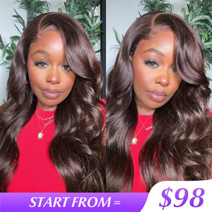 #4 Chocolate Brown Wig Straight & Body Wave 13x4 HD Lace Frontal Human Hair Wig - 1984brand