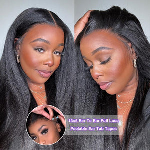 13x6 Lace Frontal Yaki Straight Pre Cut & Pre-Plucked Real Ear To Ear Pre-All Glueless Wig - 1984brand