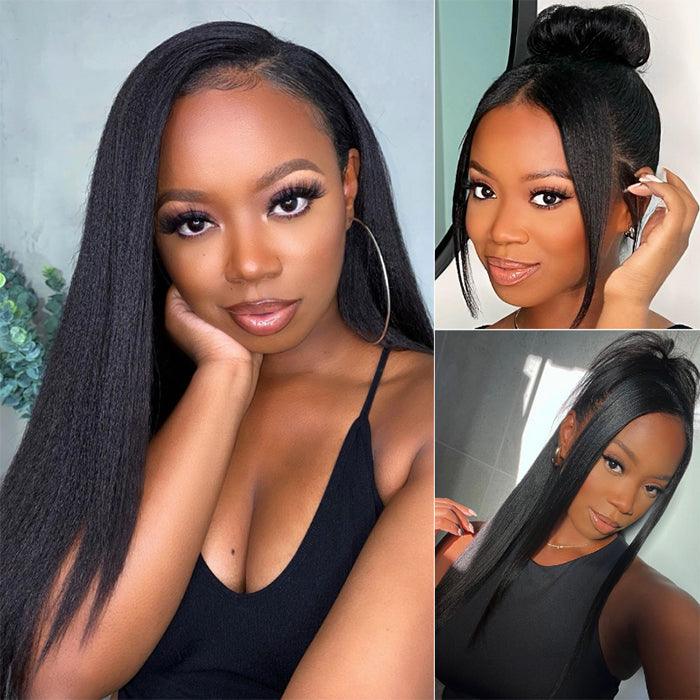 13x6 Lace Frontal Yaki Straight Pre Cut & Pre-Plucked Real Ear To Ear Pre-All Glueless Wig - 1984brand