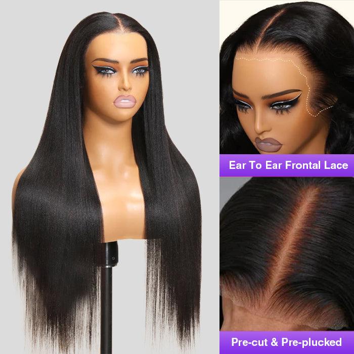 13x6 Lace Frontal Yaki Straight Pre Cut & Pre-Plucked Real Ear To Ear Pre-All Glueless Wig - 1984brand