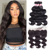 Malaysian Body Wave Virgin Hair Weave 3 Bundles With 13x4 Lace Frontal Ear To Ear Hermosa Hair