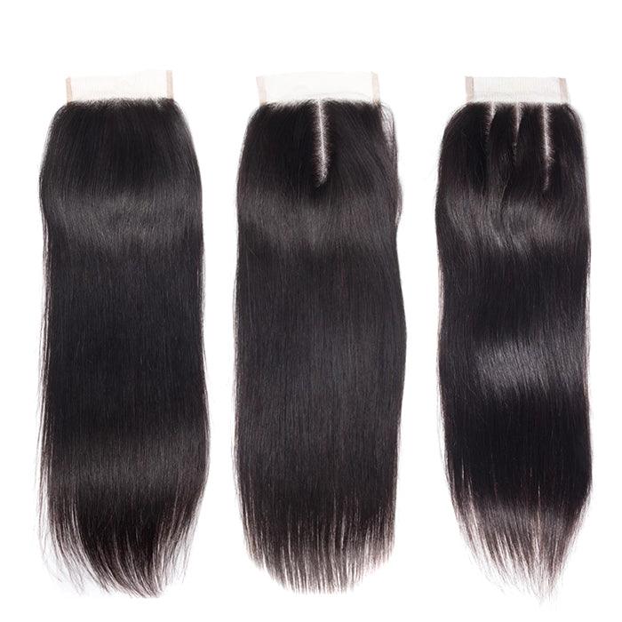 Malaysian Straight Hair 3 Bundles with 4*4 Closure Soft Unprocessed Virgin Human Hair Hermosa Hair