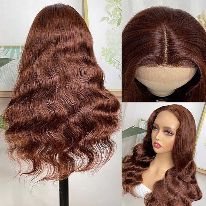 Reddish Brown 5x5/13x4 HD Lace Wig #33 Auburn Colored Deep Wave Lace Front Human Hair Wigs For Women Hermosa Hair