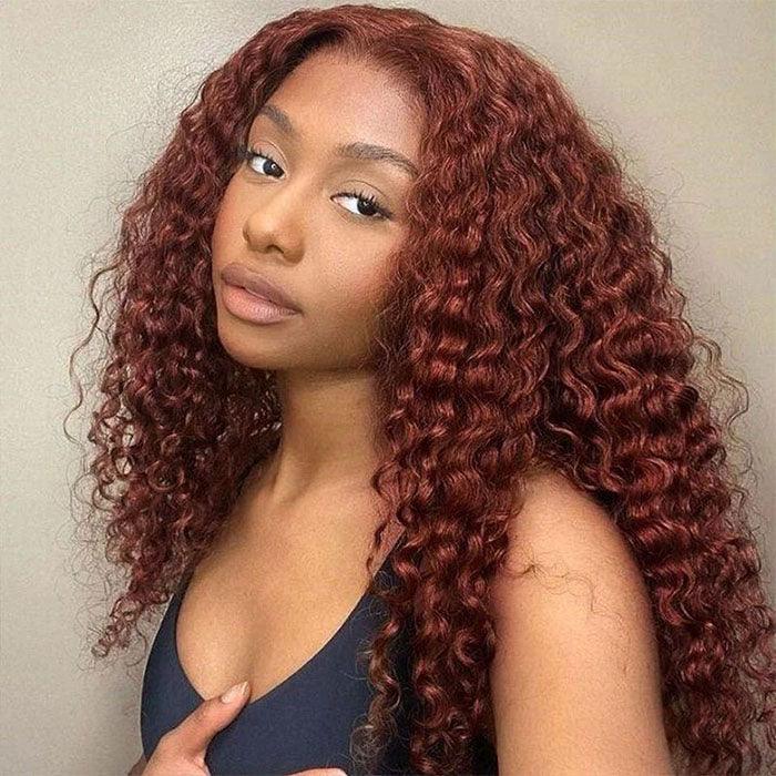 #33 Auburn Color Deep Wave 13x4/4x4 HD Lace Front Human Hair Wigs For Women High Quality Wigs - 1984brand