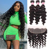 Malaysian Loose Deep Wave Virgin Hair Weave 3 Bundles With 13x4 Lace Frontal Ear To Ear Hermosa Hair