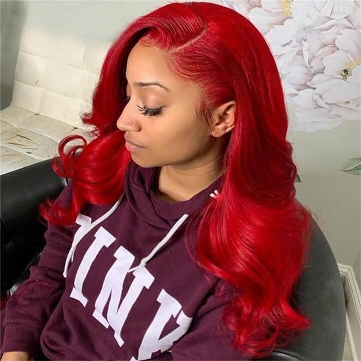 Red Lace Front Wig Straight & Body Wave 13*4 HD Lace Frontal Human Hair Wigs For Women hermosahair