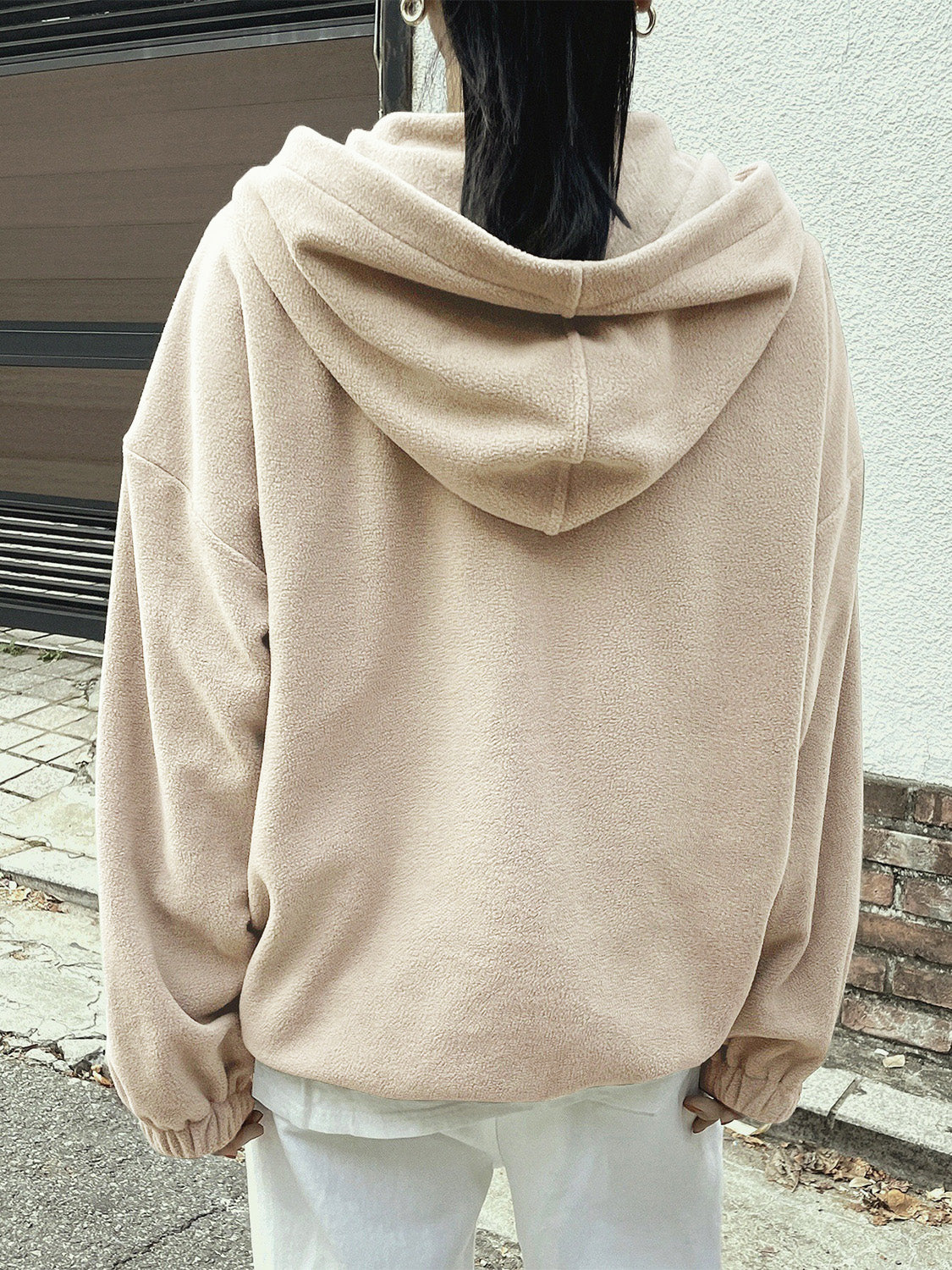 Mountain Quarter Zip Long Sleeve Hoodie Trendsi