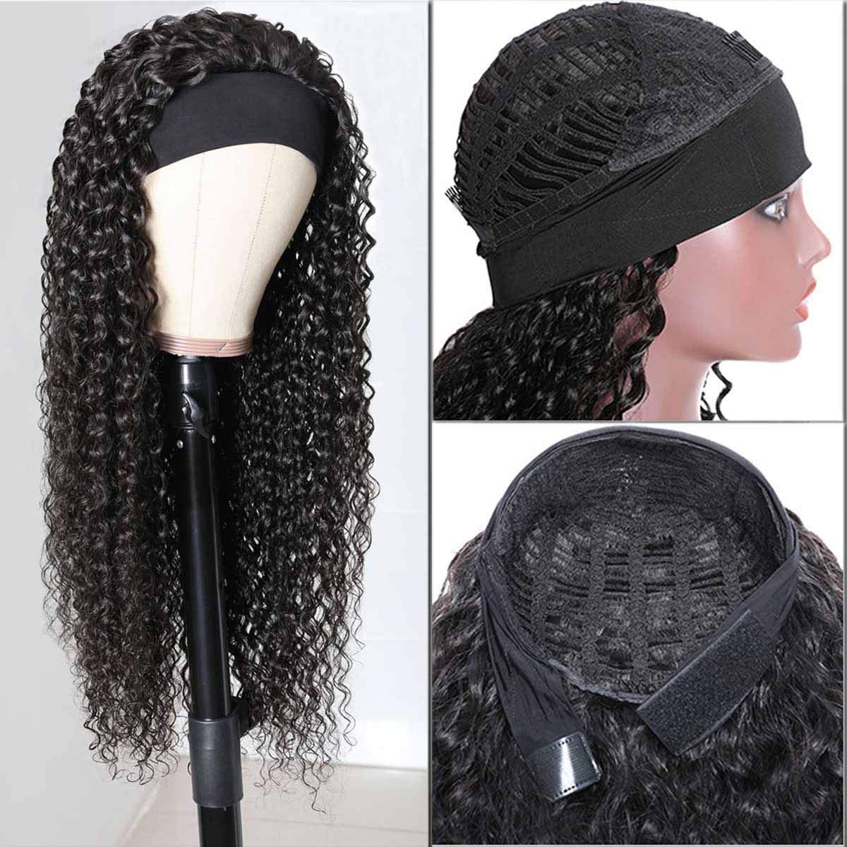 150% Density Full Texture Headband Human Hair Wigs Full Machine Made Full Looking Lace Wig - 1984brand