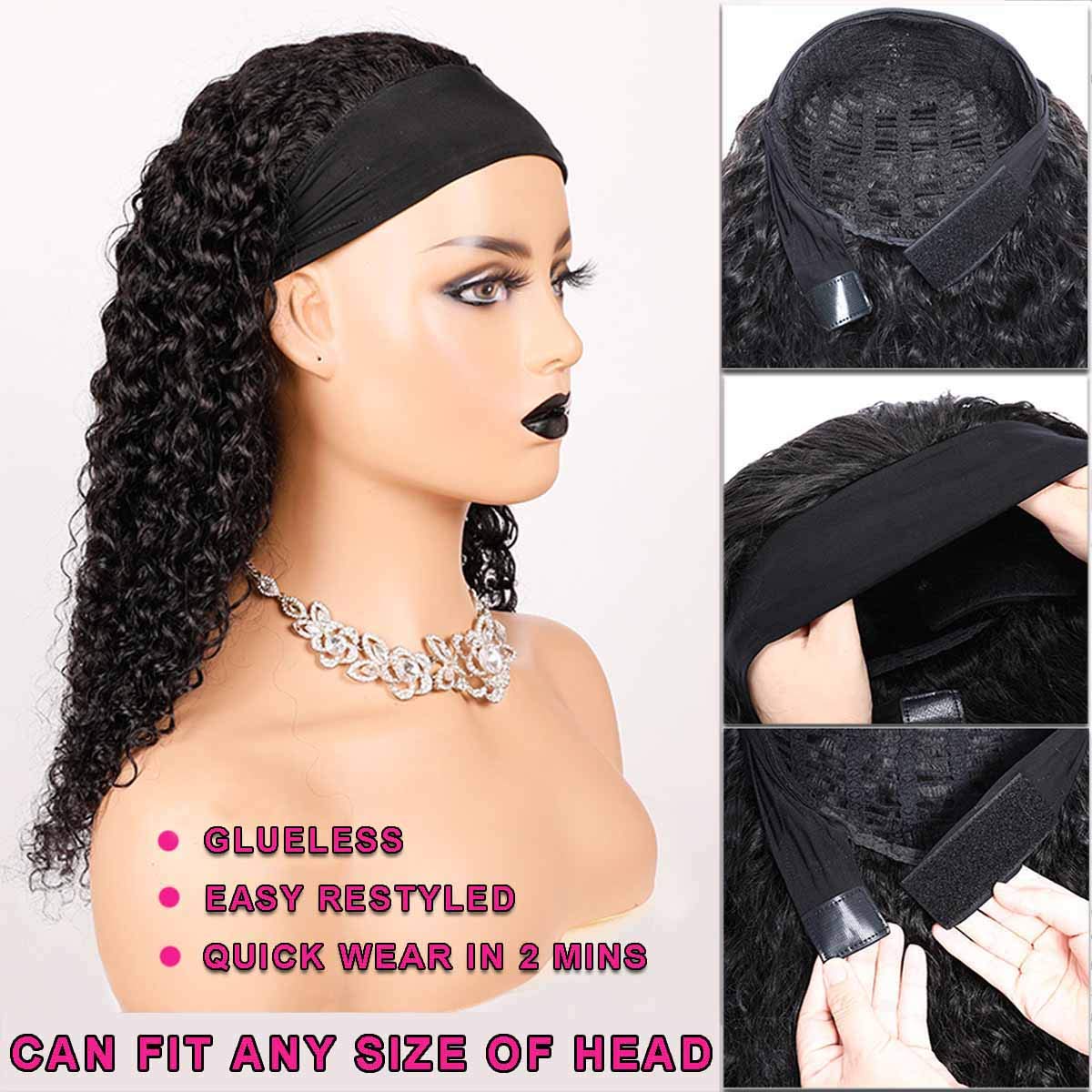 150% Density Full Texture Headband Human Hair Wigs Full Machine Made Full Looking Lace Wig - 1984brand