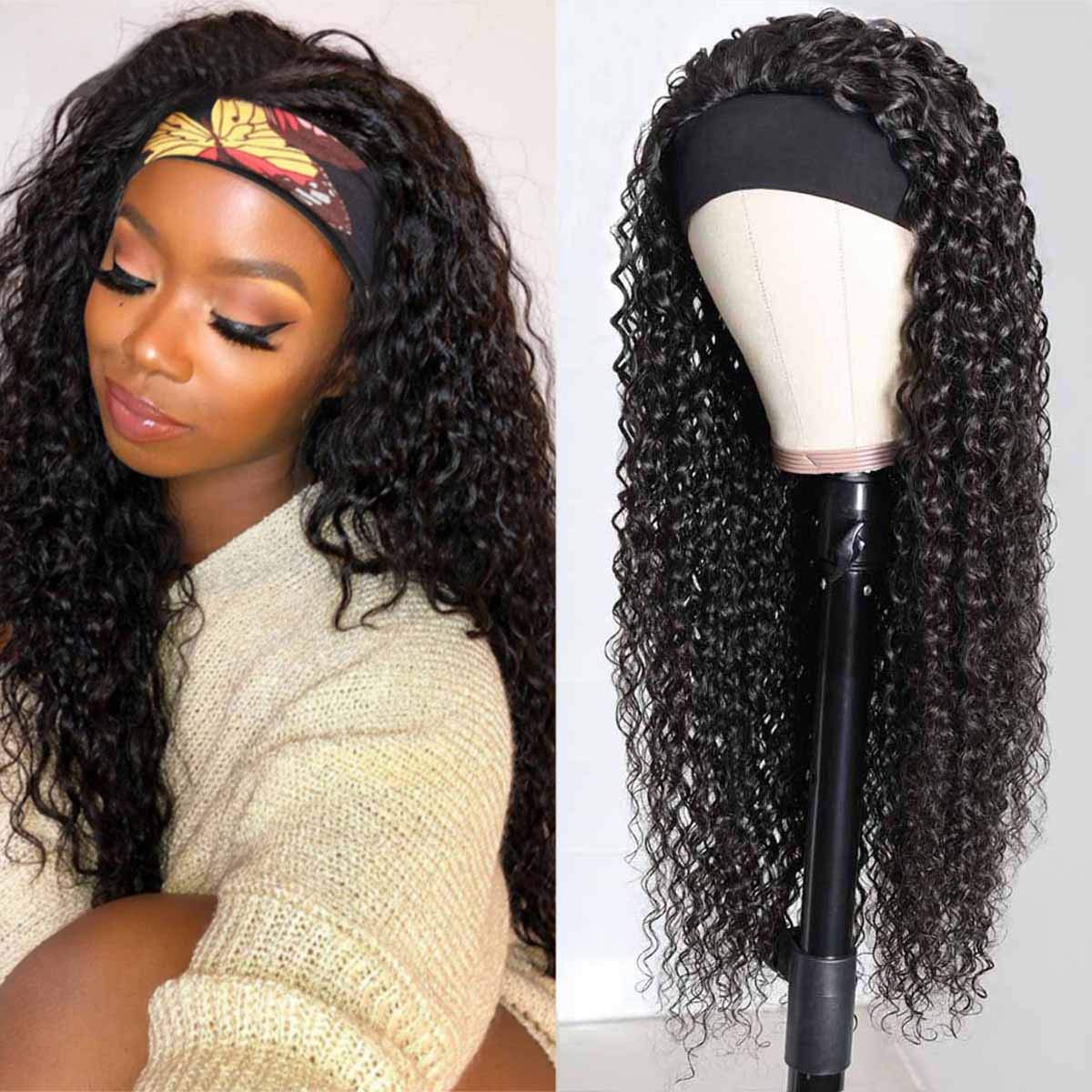 150% Density Full Texture Headband Human Hair Wigs Full Machine Made Full Looking Lace Wig - 1984brand