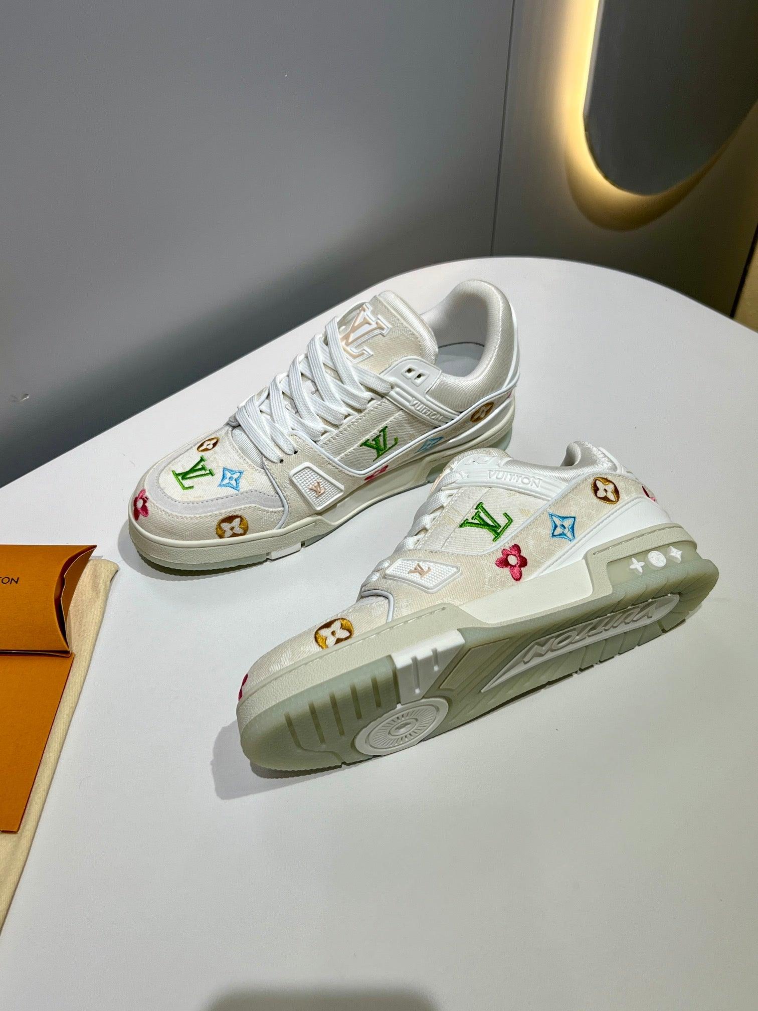 LUV Embroidered Creme Trainer  Sneakers-075