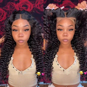 Deep Wave Glueless Ready & Go Wigs 8x5 Pre Cut HD Lace Closure Wigs with Pre Bleached Knots Hermosa Hair