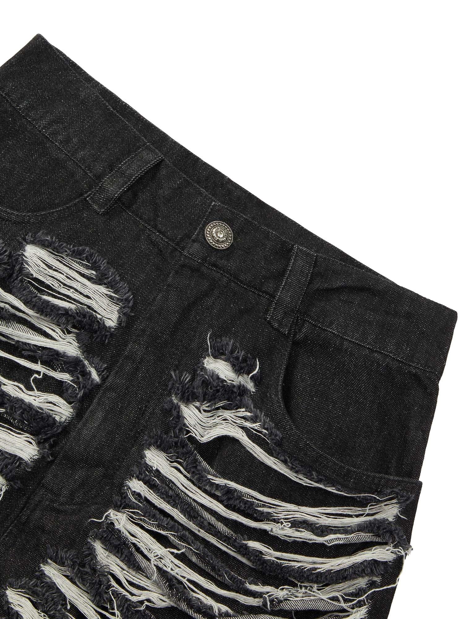 1984 Heavy Washed Ripped Denim Hip-hop Jorts