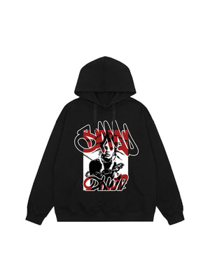 1984 High Street Hip-Hop Print Hoodie