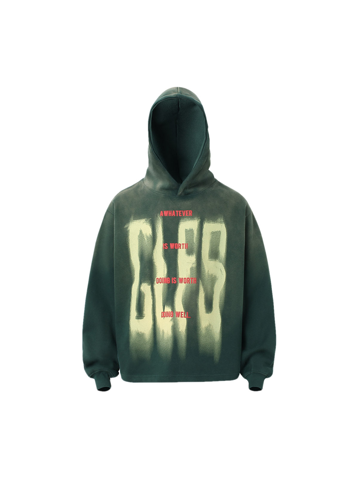 1984 Gradient Letter Distressed Pullover Hoodie