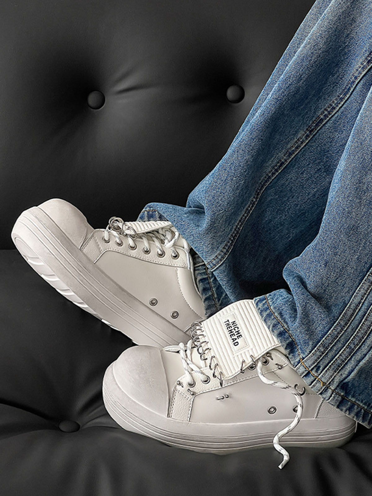 Sneakerhill Punk Metal Ring Platform Sneakers - 1984