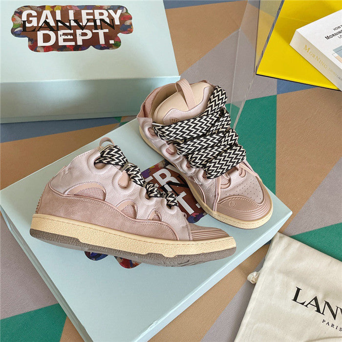 Premium Men Leather Curb Sneaker pink Luxury Snickers