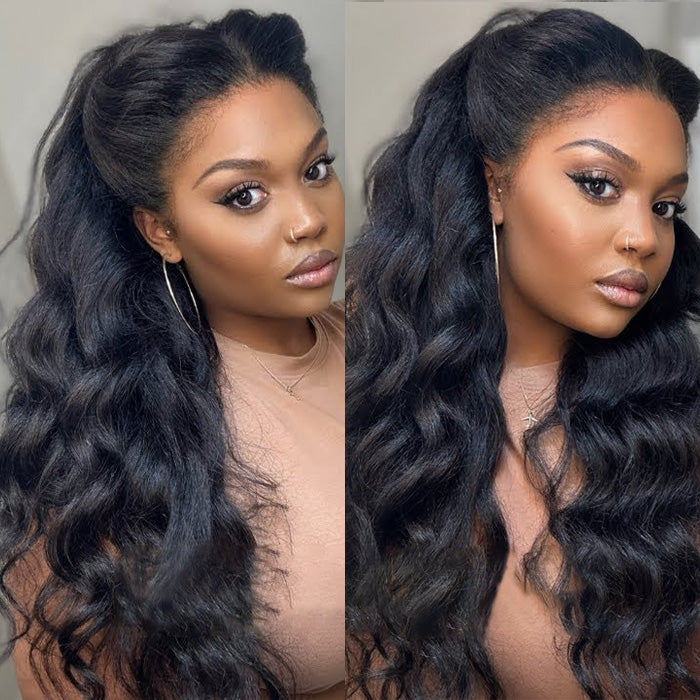 Natural 4C Edges Curly Baby Hair 13X4 HD Lace Front Human Hair Wigs Body Wave Wigs Hermosa Hair