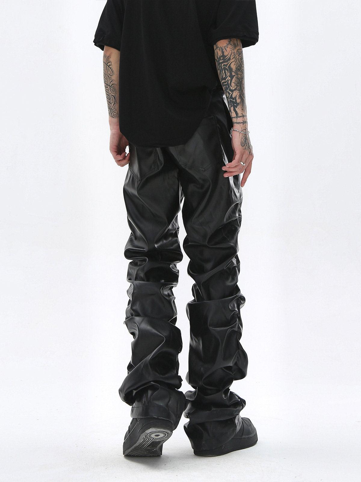 1984 Punk Style Pleated Leather Pants - 2195