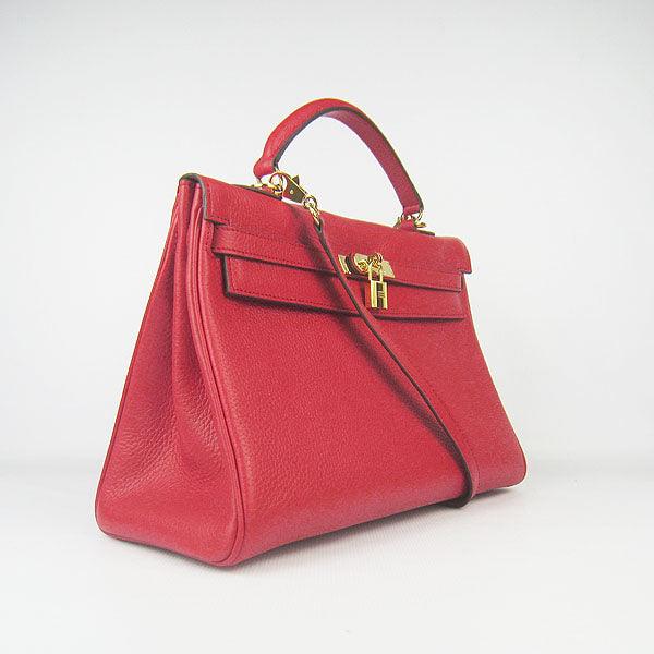 Kelly 35cm Togo Leather Handbag Red/Golden Kilta bags