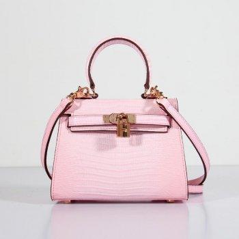 Kelly 20cm Lizard Leather Bag Pink Gold Kilta bags