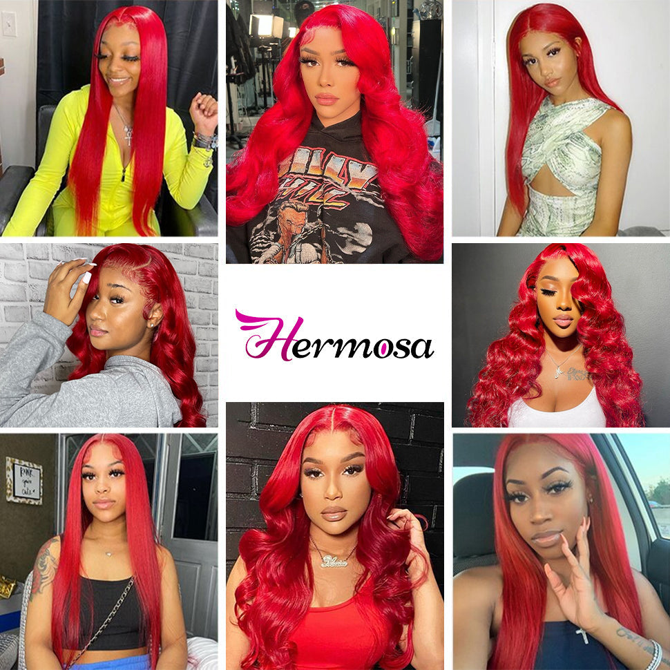 Red Lace Front Human Hair Wigs 13x4/13x6 Body Wave & Straight Wig Glueless Frontal Wig Hermosa Hair