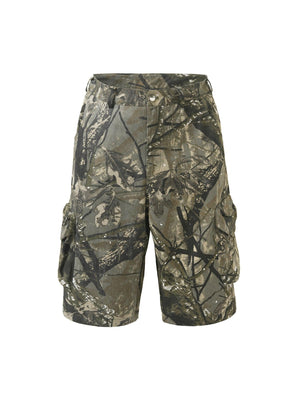 1984 Retro Camouflage Fallen Leaves Cargo Jorts - 2166