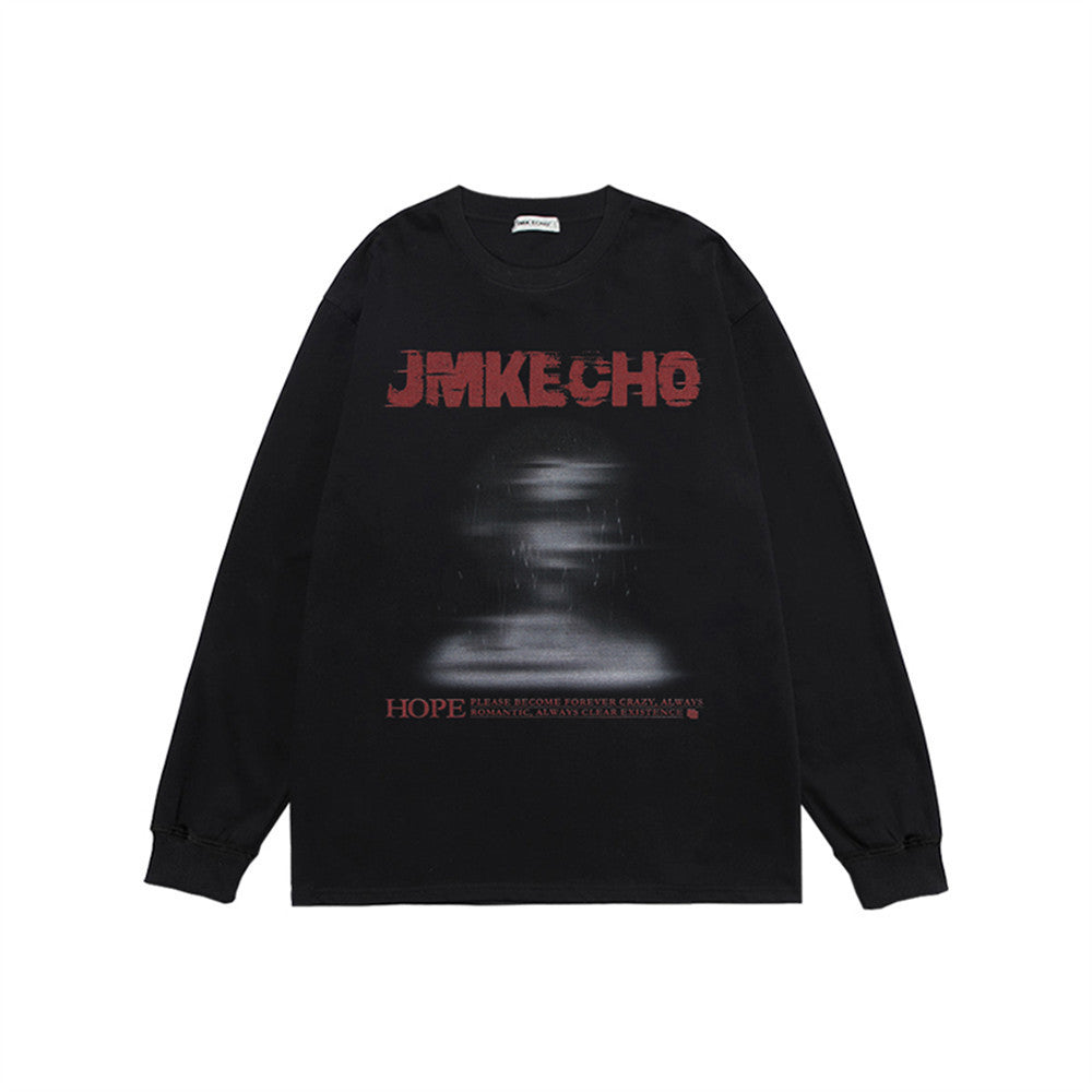 1984 Blurred Silhouette Print Long Sleeve T-shirt SP231006YAVY